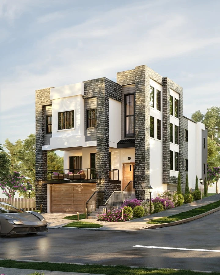 Full custom home design support and exterior rendering example