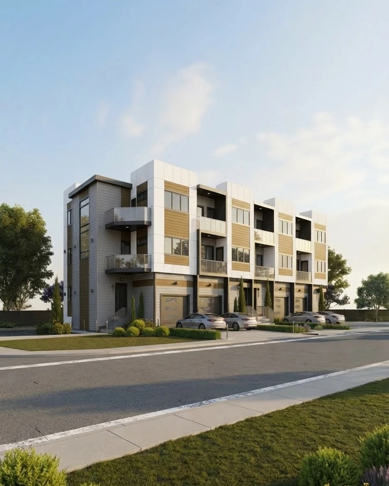Contemporary narrow lot infill home design in Calgary