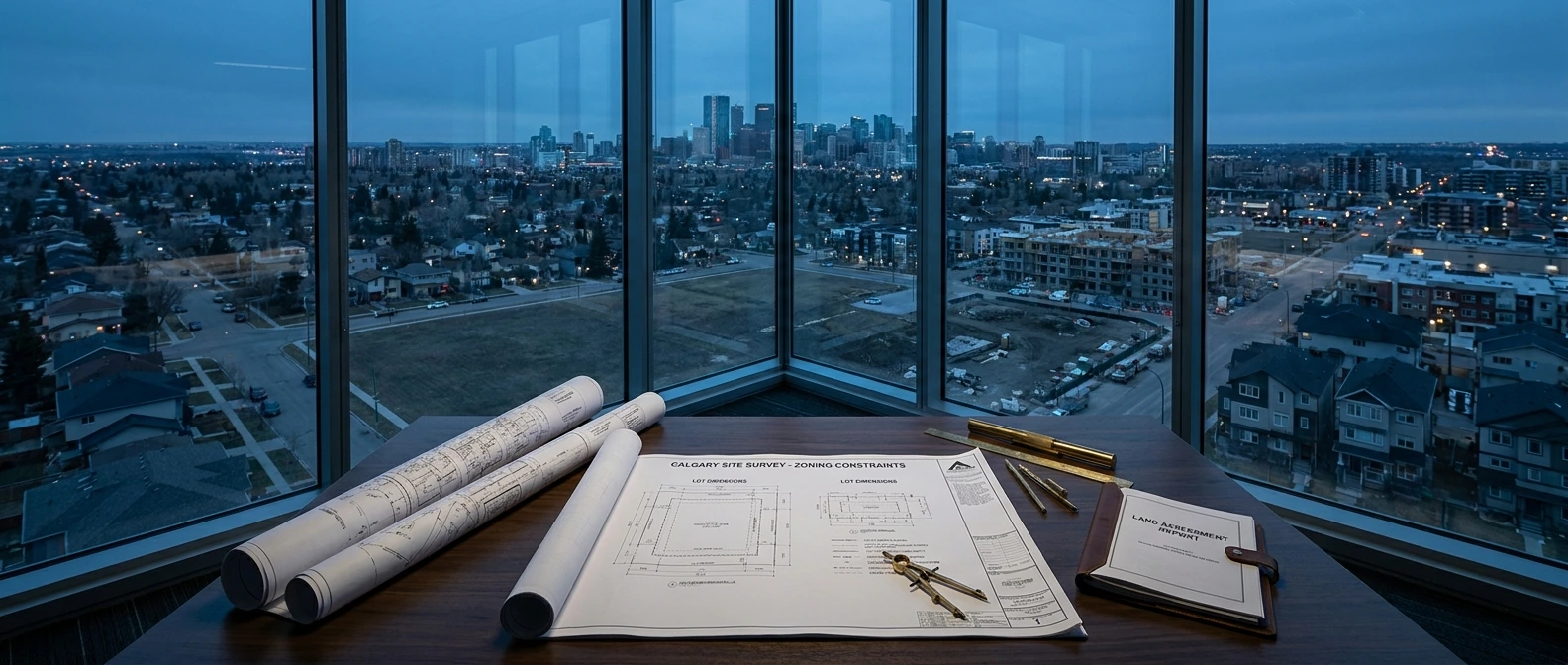 Calgary aerial parcel view and feasibility analysis mapping
